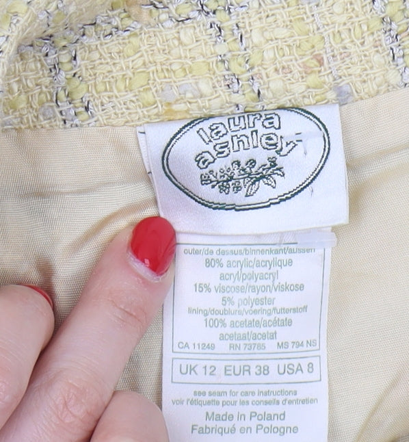 Laura Ashley Women's Yellow Check Pencil Skirt Size 12