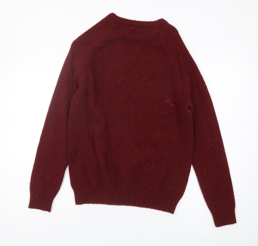 Mantaray Men's Red Wool Pullover Jumper Size S