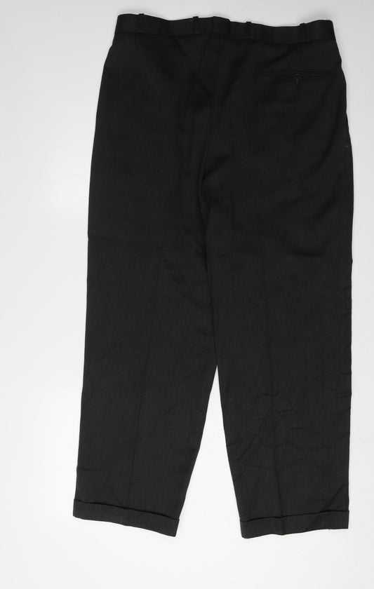 Burtons Men's Black Pleated Trousers 36 in