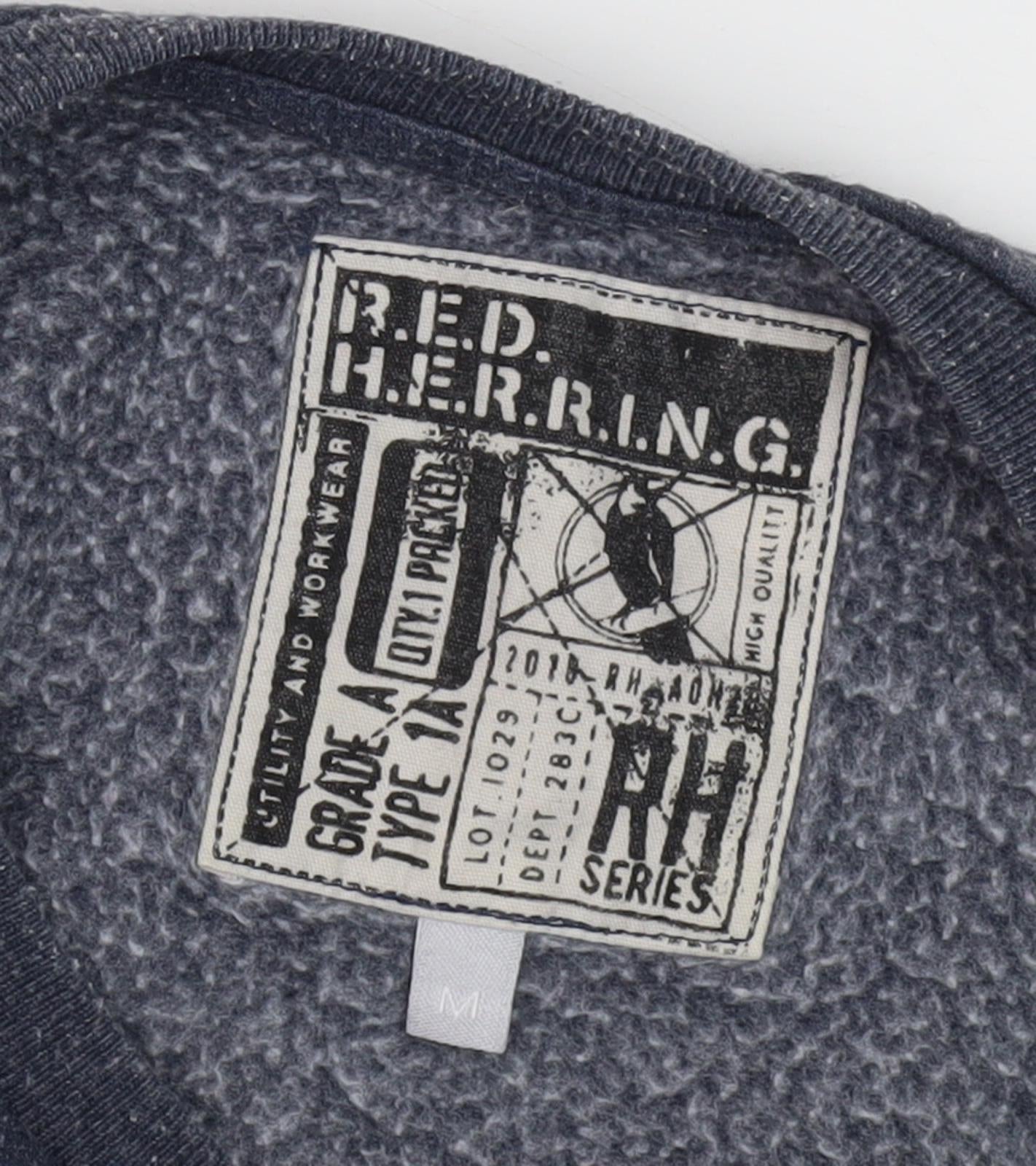 Mens UK Size M Red Herring Grey Pullover Sweatshirt