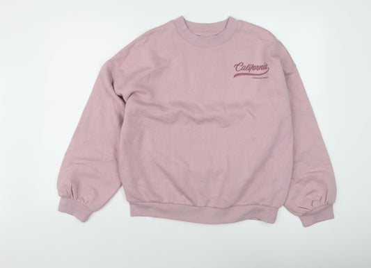 Additional front view of Marks & Spencer Teens Pink Graphic Sweatshirt, size 14