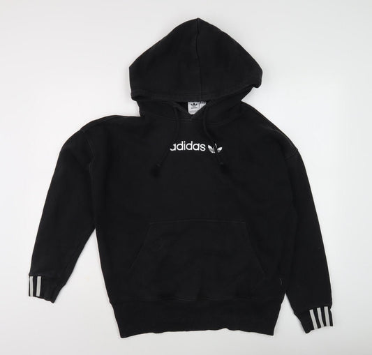 Additional front view of Adidas Women's Black Hooded Pullover Hoodie, size 6