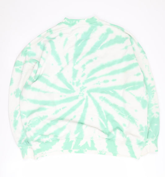 H&M Women's Green Tie Dye Pullover Sweatshirt M