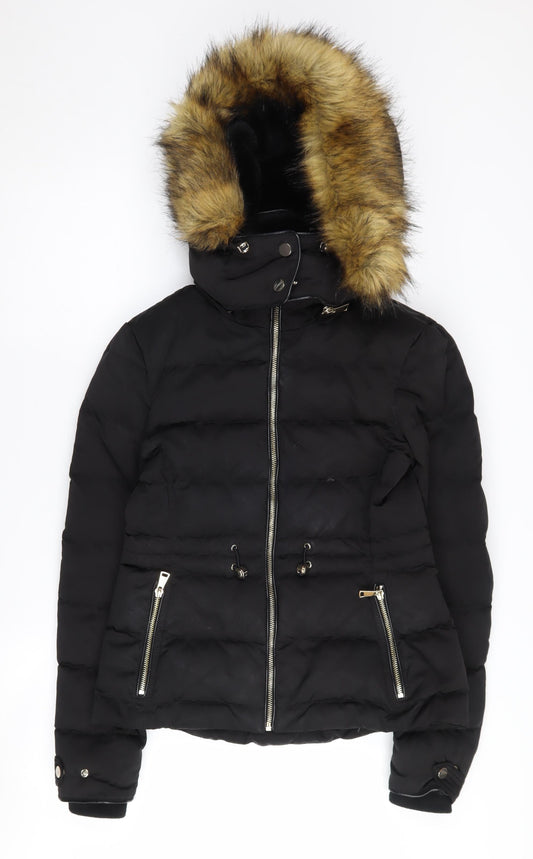 Womens UK Size 10 Zara Black Puffer Jacket