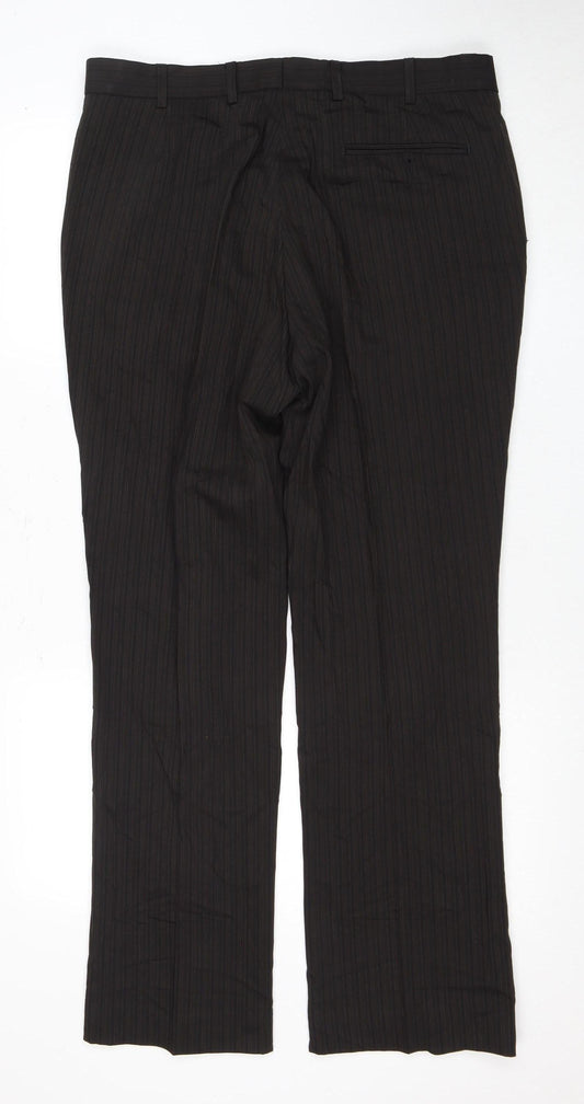Limehaus Men's Black Striped Trousers - 36 in Waist