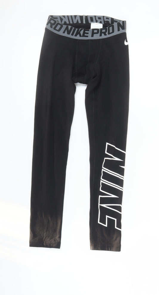 Additional front view of Nike Pro Black Compression Leggings M unisex athletic