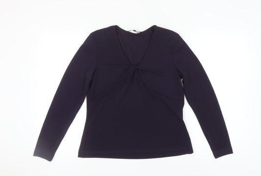 Bianca Women's Black Long Sleeve V-Neck Top Size 12
