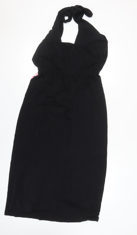 Little Mistress Women's Black Floral Halter Dress Size 14