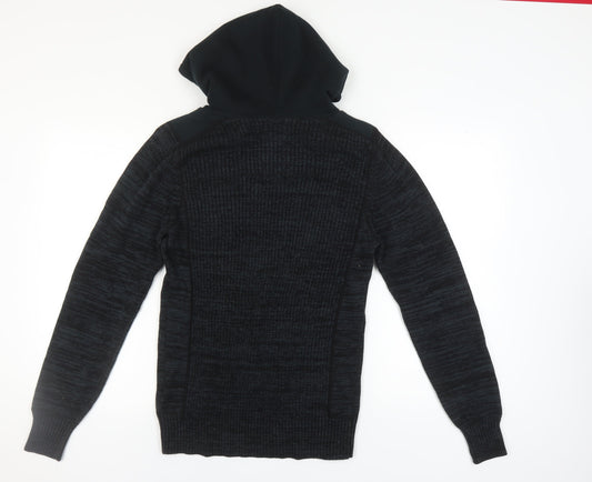 Next Men's Black Hooded Pullover Jumper - S