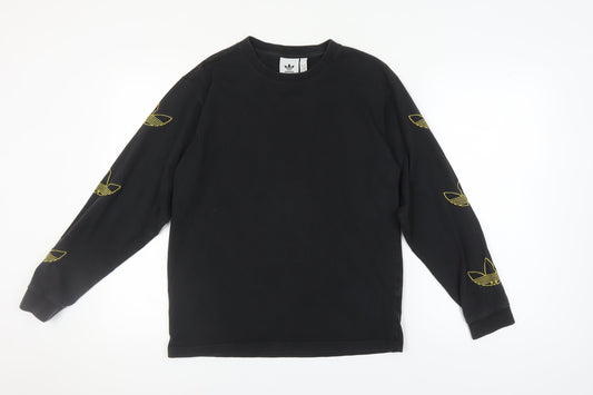 Additional front view of Adidas Black unisex medium logo sweatshirt
