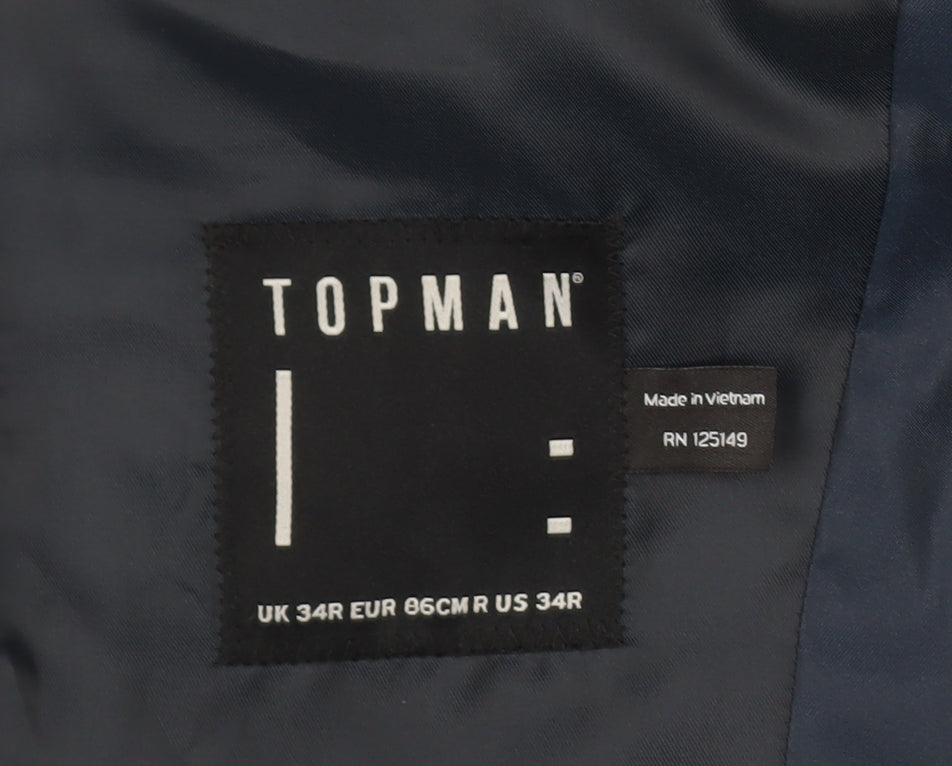 Mens UK Size 34 Topman Regular Blue Suit Jacket