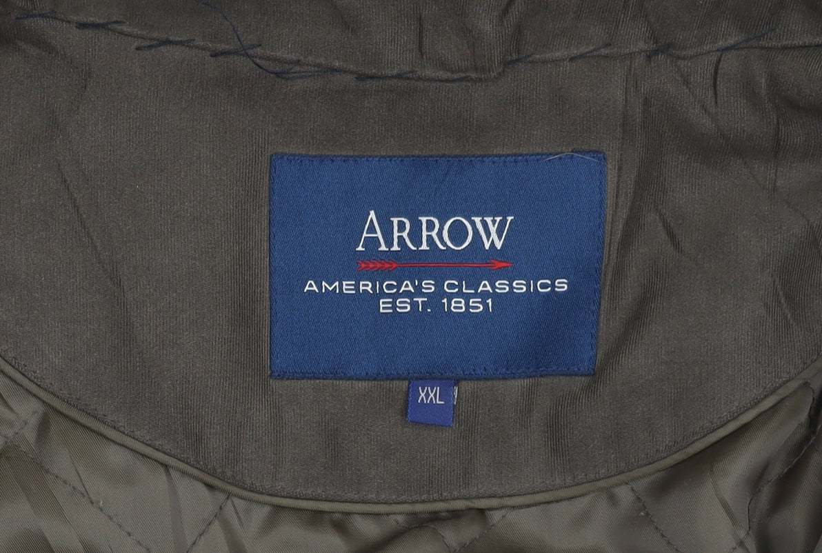 Arrow Men's XXL Green Overcoat Lined Button Coat