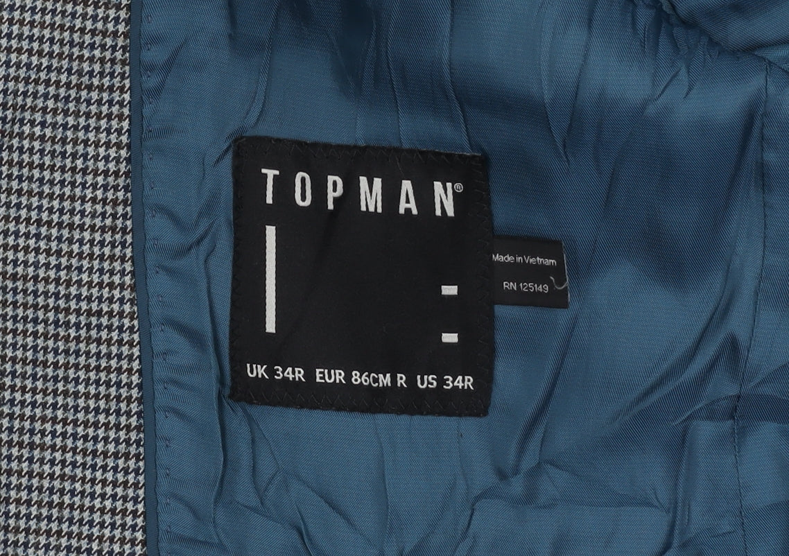 Mens UK Size 34 Topman Regular Grey Suit Jacket