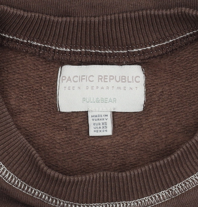 Teens UK Size XS Pull&Bear Brown Pullover Sweatshirt
