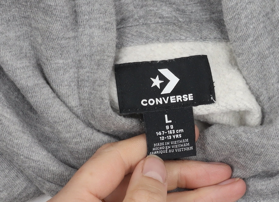 Converse Grey Girls' Pullover Hoodie, Size 12-13 Years, Casual