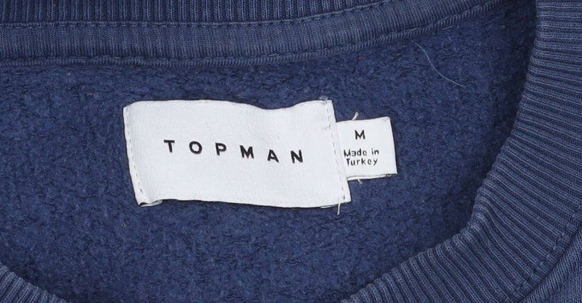 Mens UK Size M Topman Blue Pullover Sweatshirt