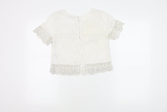 Womens UK Size XS Hollister White Cropped Blouse