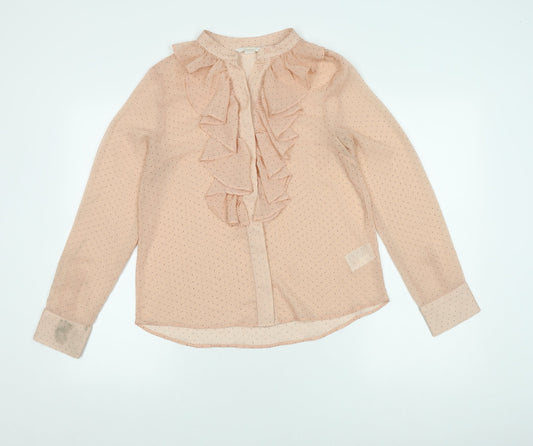 Womens UK Size 6 H&M Beige Ringer Blouse