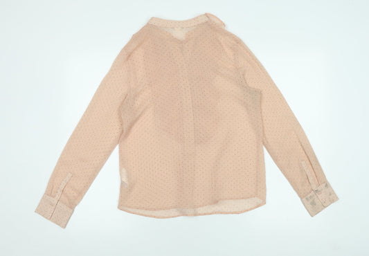 Womens UK Size 6 H&M Beige Ringer Blouse