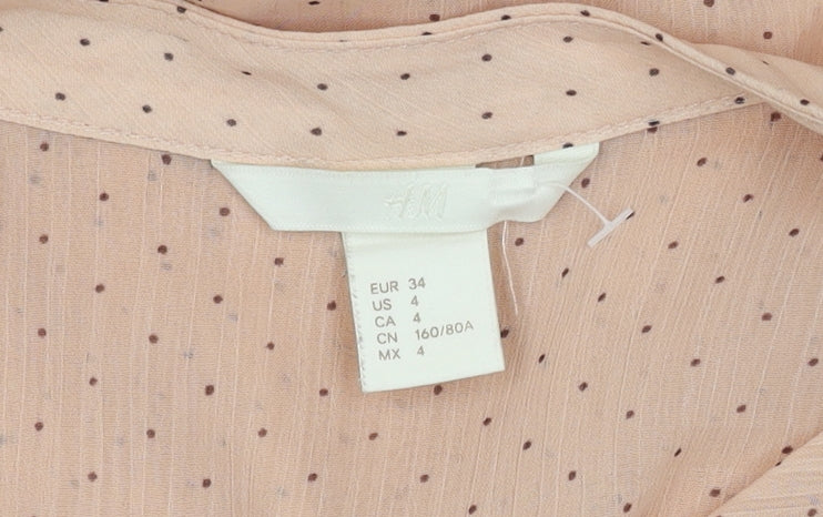 Womens UK Size 6 H&M Beige Ringer Blouse