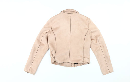 New Look Women's Beige Motorcycle Jacket Size 12