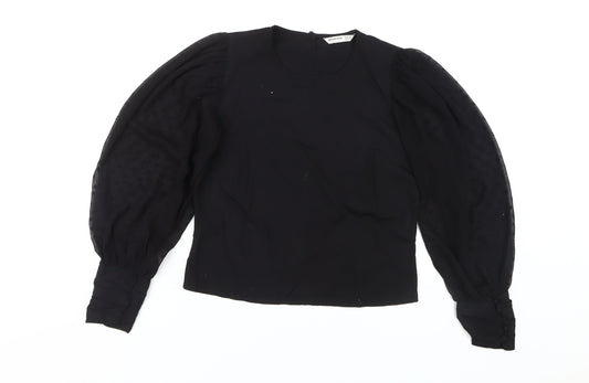 Stradivarius Women's Black Balloon Sleeve Blouse S