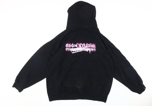 boohoo Unisex Black L Pullover Graphic Hoodie