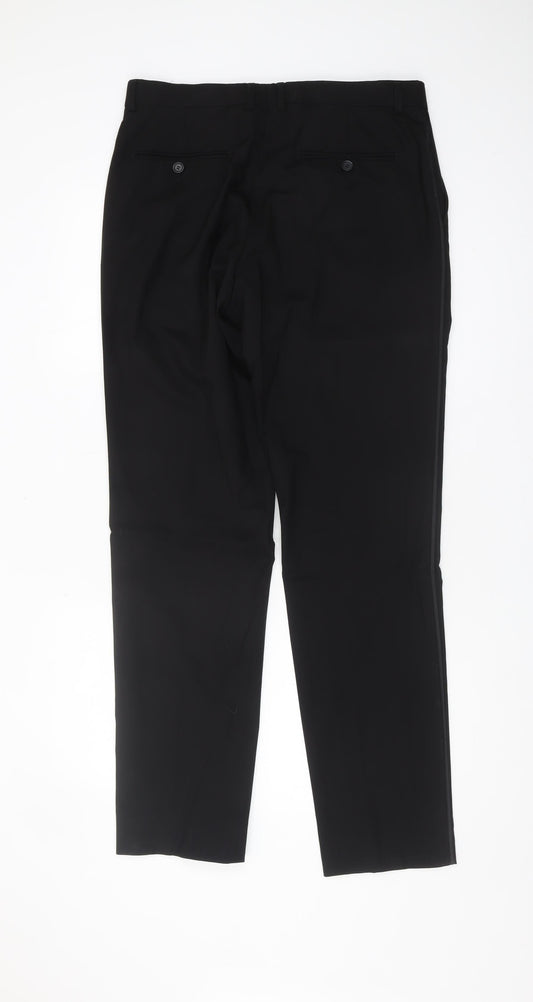 Moss 1851 Men's Black Wool Trousers, Size 34