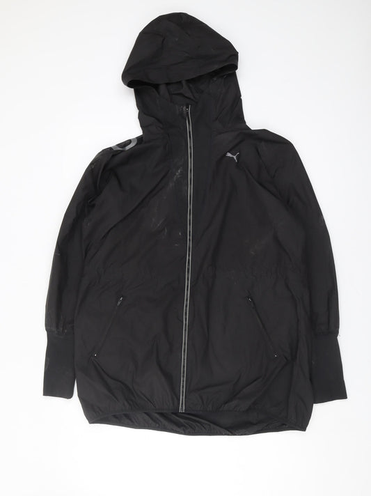 Womens UK Size 10 PUMA Black Windbreaker Coat