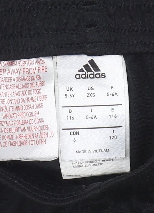 Adidas Boys Black Athletic Shorts 5-6 Years Football Sports Wear