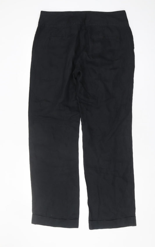 Tommy Hilfiger Women's Black Linen Trousers Size 12