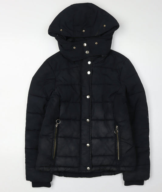 Womens UK Size 10 Topshop Black Puffer Jacket