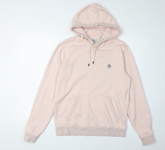 Additional front view of Original Penguin unisex pink xs pullover hoodie with logo