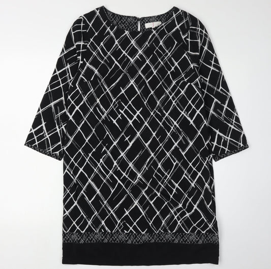 Jasper Conran Women's Black Geometric Dress 3/4 Sleeve 10