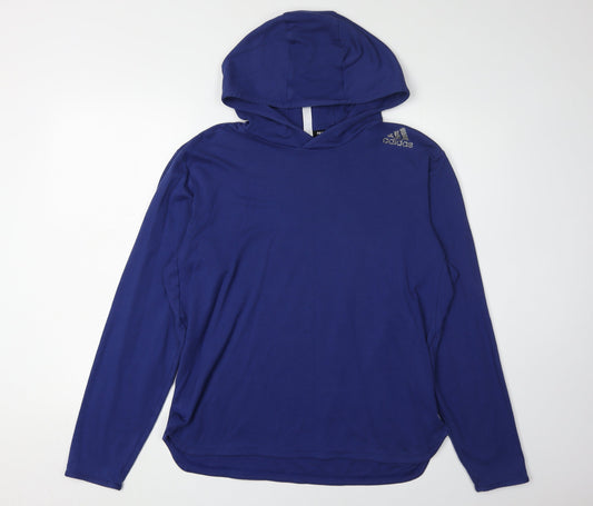Additional front view of Adidas Blue unisex pullover hoodie m - lightweight & hooded