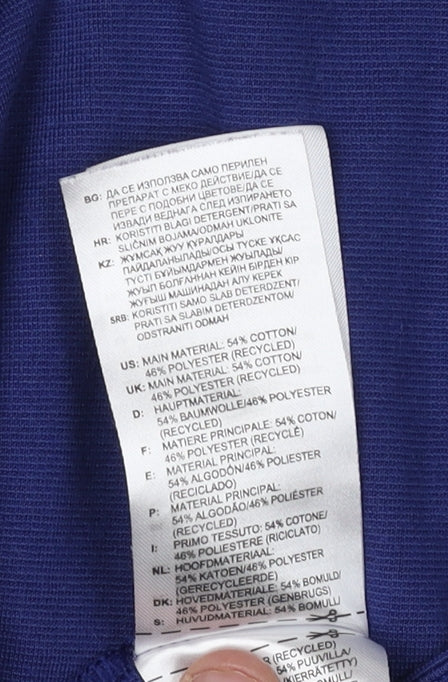 Brand and care label for Adidas Blue unisex pullover hoodie m - lightweight & hooded