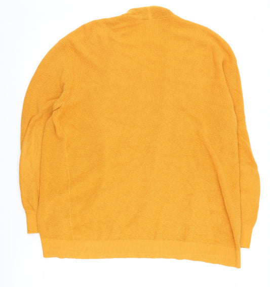 LOFT Women's Yellow Cardigan L Cotton Knit Jumper