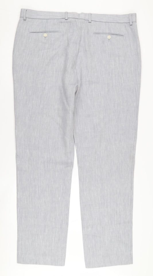 Marks and Spencer Men's Grey Linen Trousers L
