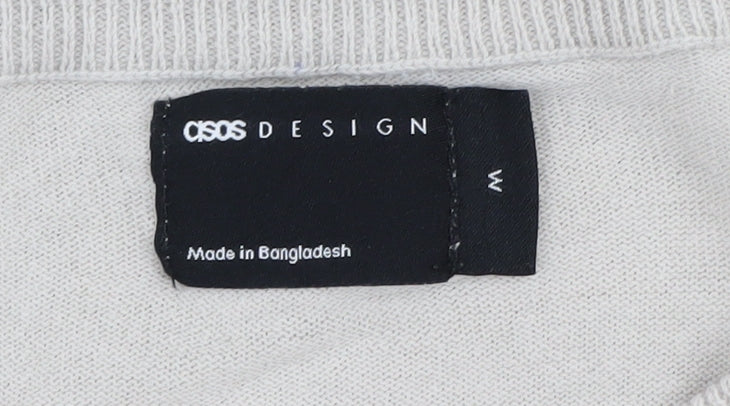 ASOS DESIGN Men Beige Crew Neck Cotton Jumper Size M