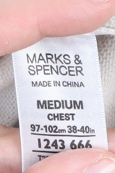 Marks and Spencer Men's Beige Striped Pullover Jumper M