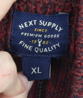 Next Men's Red XL Full Zip Jumper High Neck