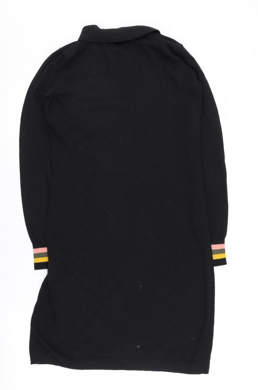 Sugarhill Boutique Black Knit Collared Dress, Size 8 Women