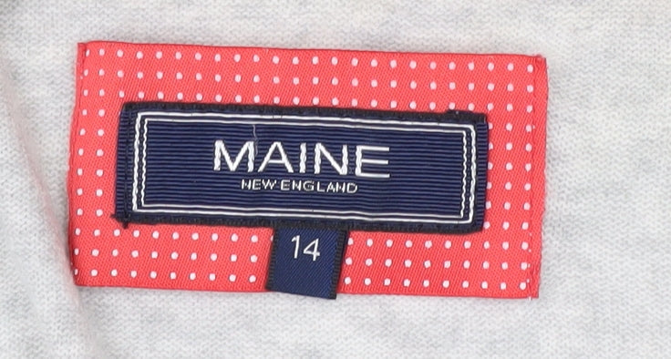 Womens UK Size 14 Maine New England Grey Cardigan Jumper