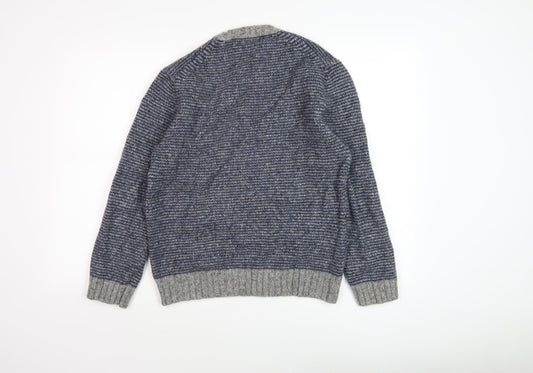 John Lewis Men's Blue Grey Wool S Pullover Jumper