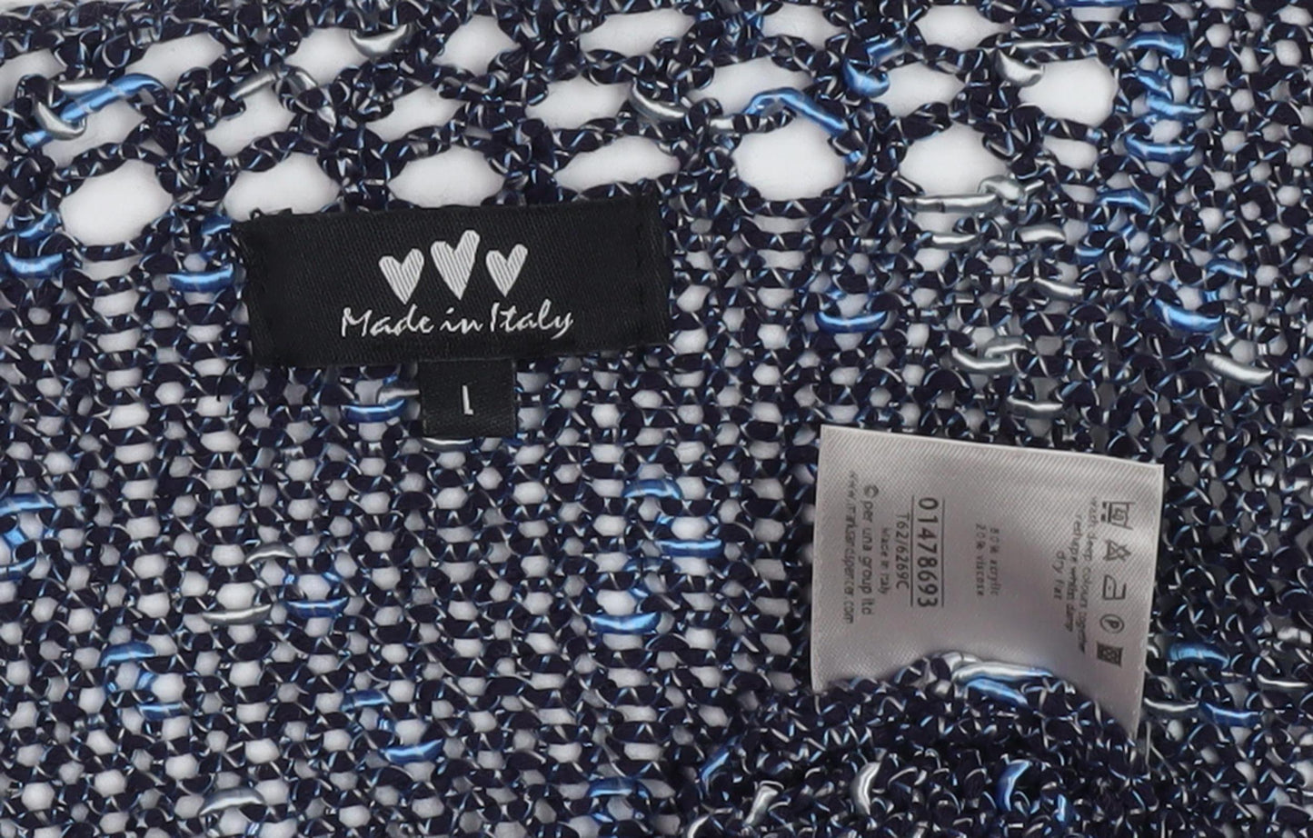 Womens UK Size L Made in Italy Blue Pullover Jumper