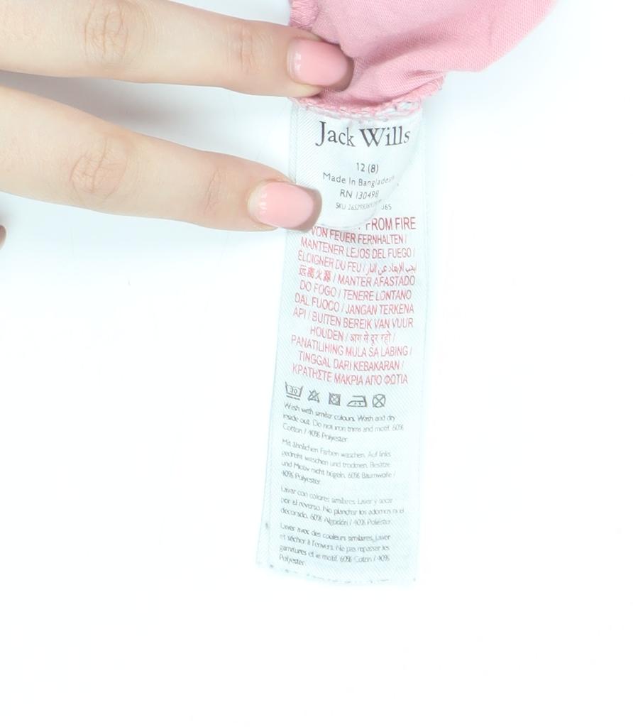 Jack Wills Women's Pink Basic T-Shirt Size 12