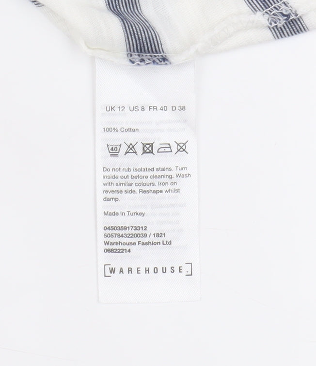 Womens UK Size 12 Warehouse White Basic T-Shirt