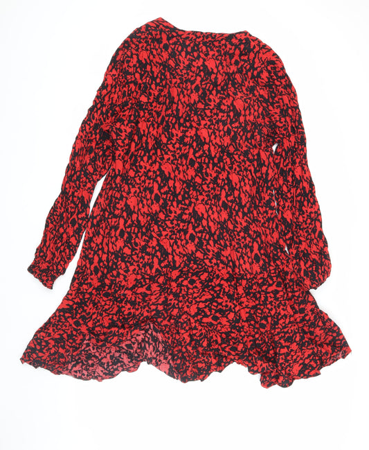 Next Women's Red Animal Print Long Sleeve Dress