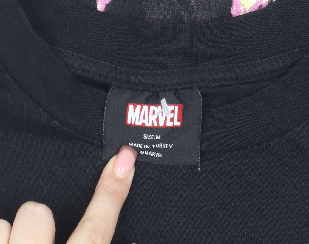 Marvel Men’s Black Guardians T-Shirt, M, Logo Graphic