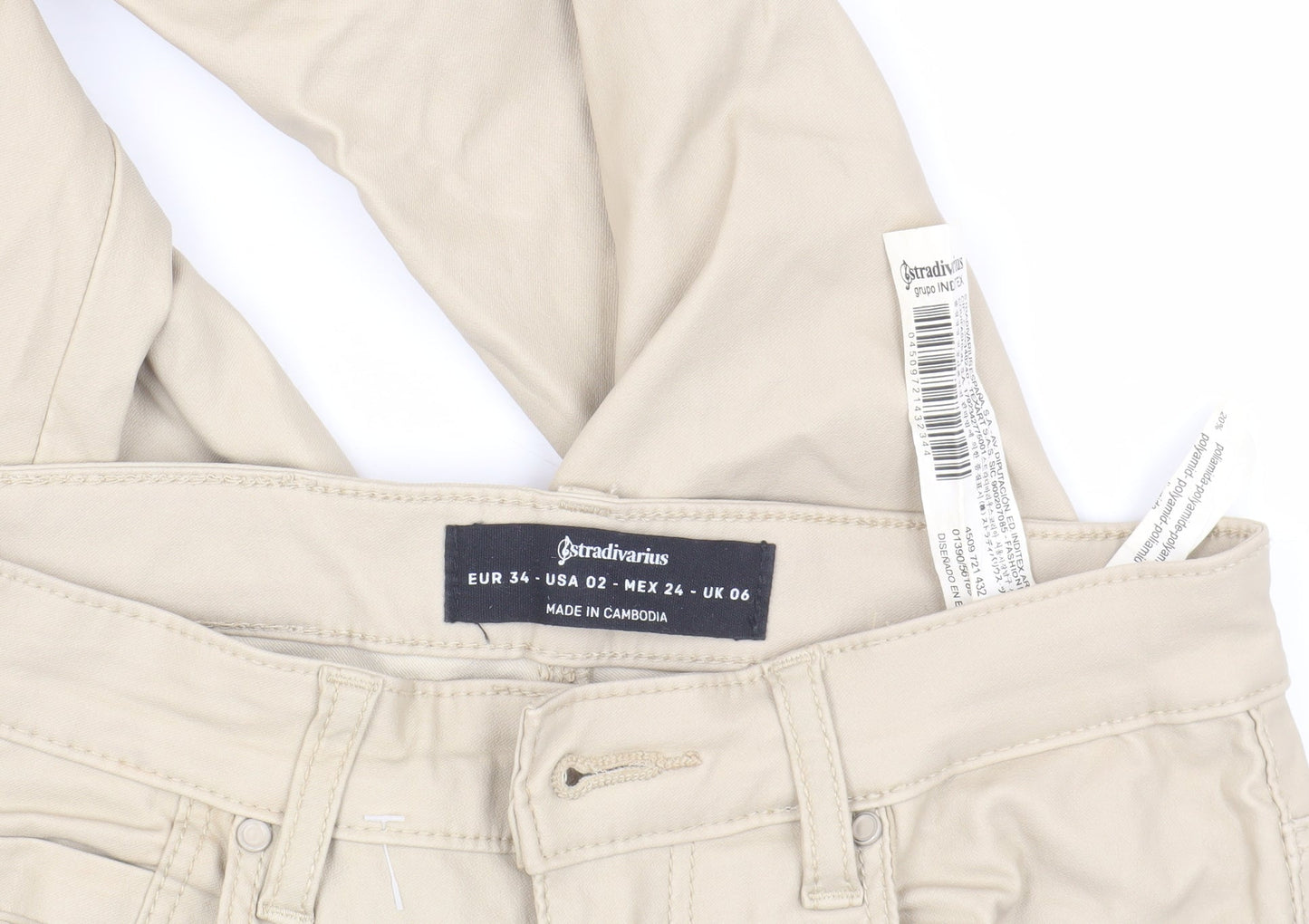 Womens UK Size 6 Stradivarius Skinny Beige Jeans